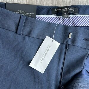 Banana Republic Ryan Slim Wool-Blend Pant Women’s Size 8 Navy Blue NWT